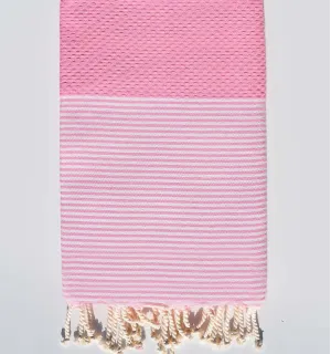 Fouta nido d'ape rosa chiaro con strisce Fouta Tunisia - 1