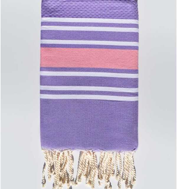 telo mare nido d'ape lavanda con strisce rosa Fouta Tunisia - 1