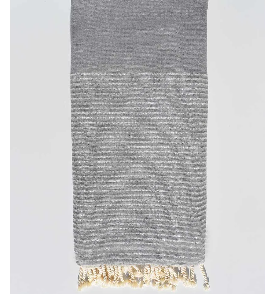 Grande fouta grigio con lurex argento Fouta Tunisia - 1