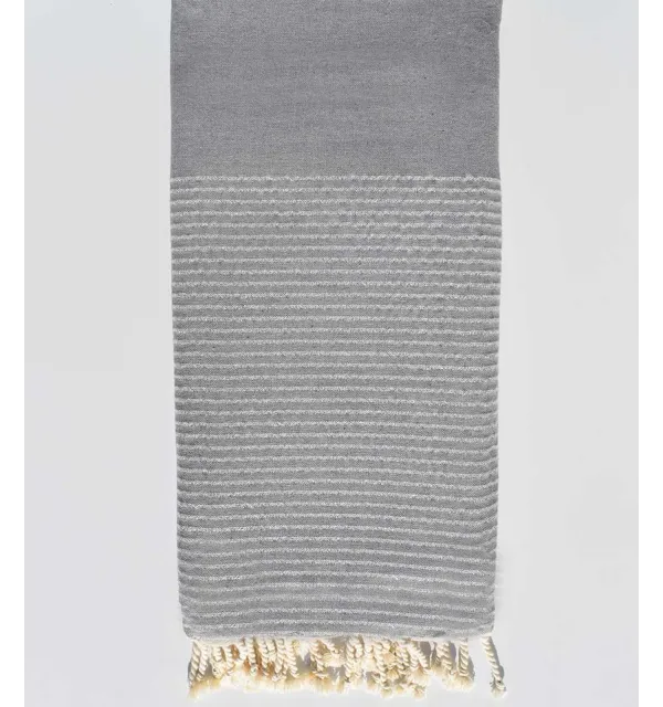 Grande fouta grigio con lurex argento Fouta Tunisia - 1