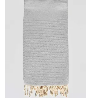 Grande fouta grigio chiaro con lurex Fouta Tunisia - 1 2