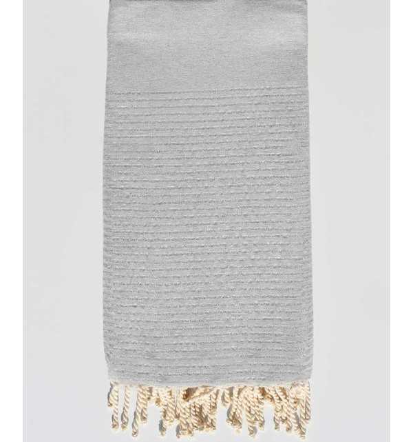 Grande fouta grigio chiaro con lurex Fouta Tunisia - 2