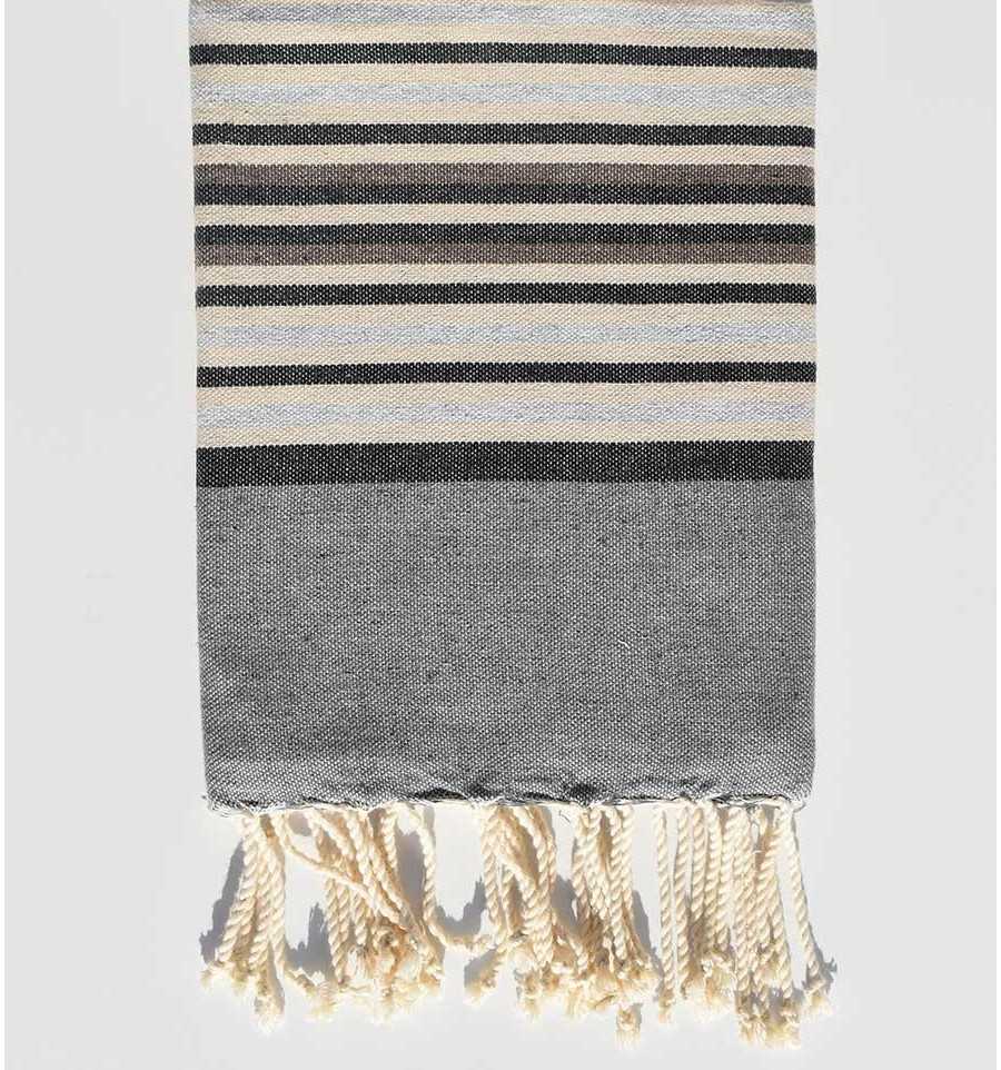 Telo mare per bambini grigio, nero, tortora, beige e grigio chiaro Fouta Tunisia - 1