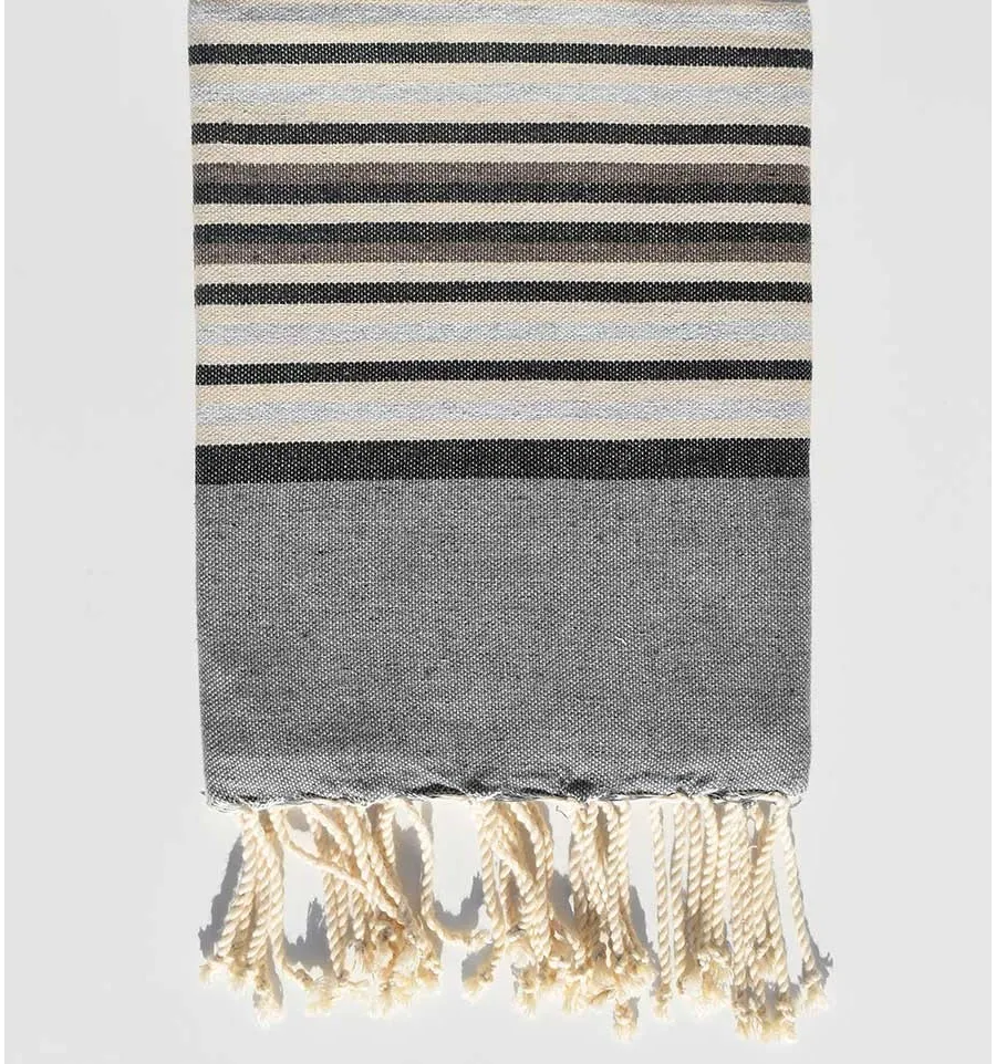 Telo mare per bambini grigio, nero, tortora, beige e grigio chiaro Fouta Tunisia - 1