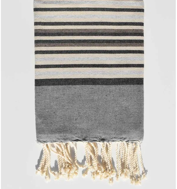 Telo mare per bambini grigio, nero, tortora, beige e grigio chiaro Fouta Tunisia - 1