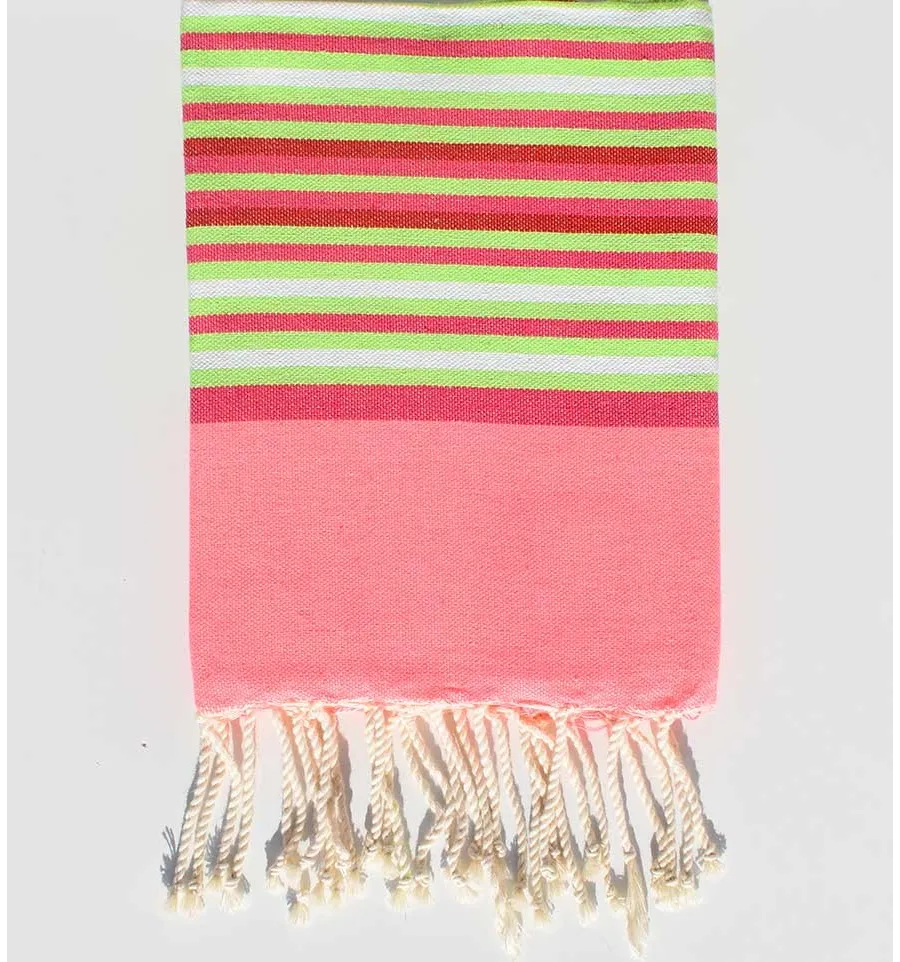 Telo mare per bambini rosa neon, rosa, verde neon, rosso e bianco Fouta Tunisia - 1