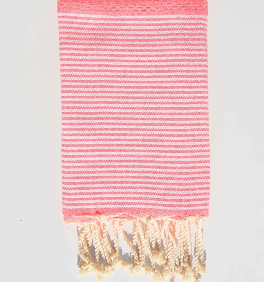 Telo mare per bambini nido d'ape rosa neon Fouta Tunisia - 1