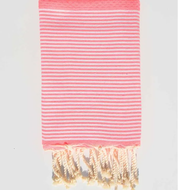 Telo mare per bambini nido d'ape rosa neon Fouta Tunisia - 1