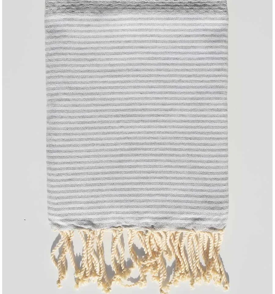 Mini fouta grigio chiaro con strisce Fouta Tunisia - 1