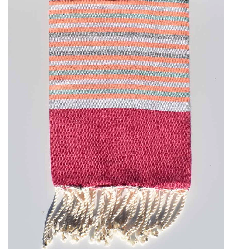 Telo mare per bambini rosa, bianco, grigio, verde mare, arancio fluo Fouta Tunisia - 1