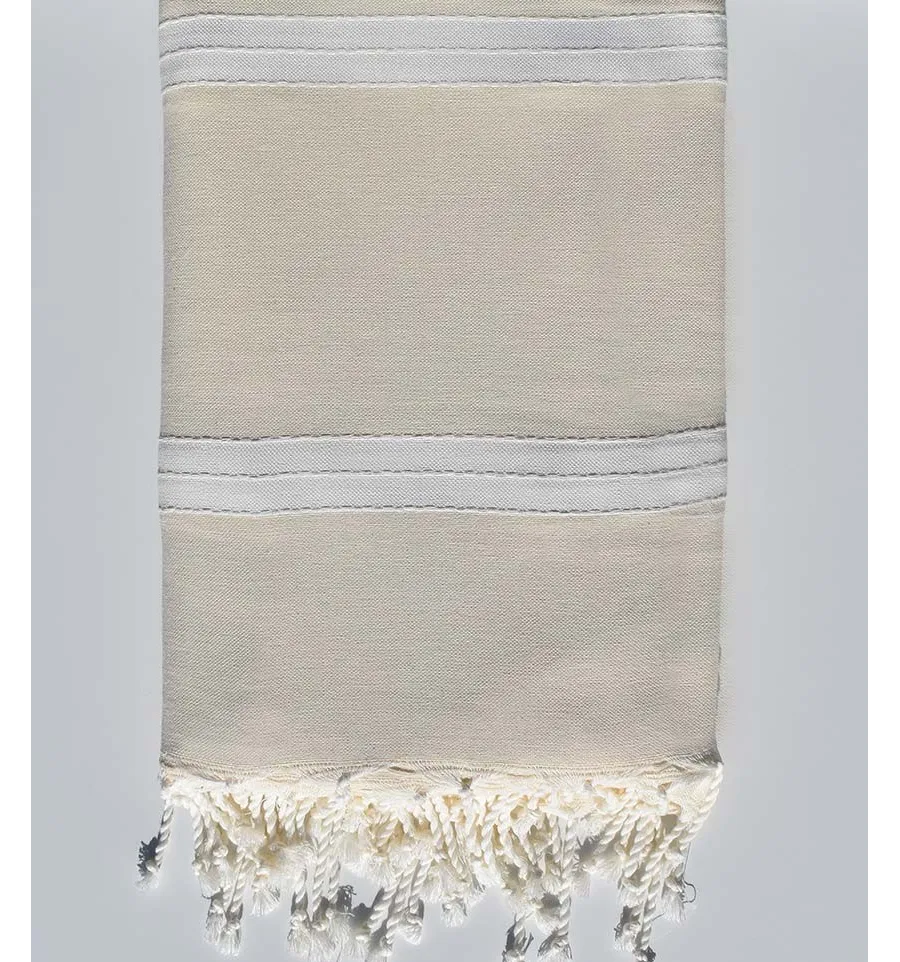 Fouta grande bianco crema e ecrù 1,90 m * 3 m Fouta Tunisia - 1