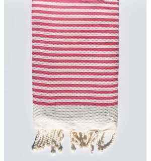 Fouta nido d'ape con strisce 1 cm colore rosa Fouta Tunisia - 1