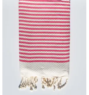 Fouta nido d'ape con strisce 1 cm colore rosa Fouta Tunisia - 1