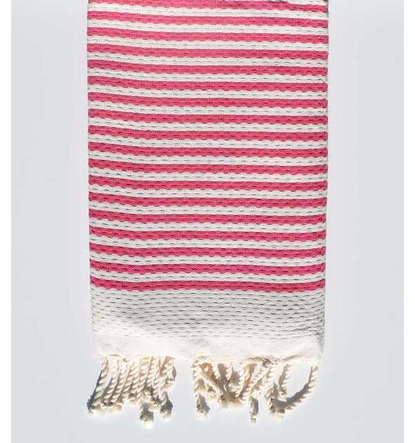 Fouta nido d'ape con strisce 1 cm colore rosa Fouta Tunisia - 1