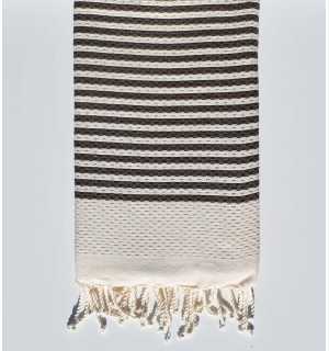 Fouta nido d'ape righe marrone Fouta Tunisia - 1