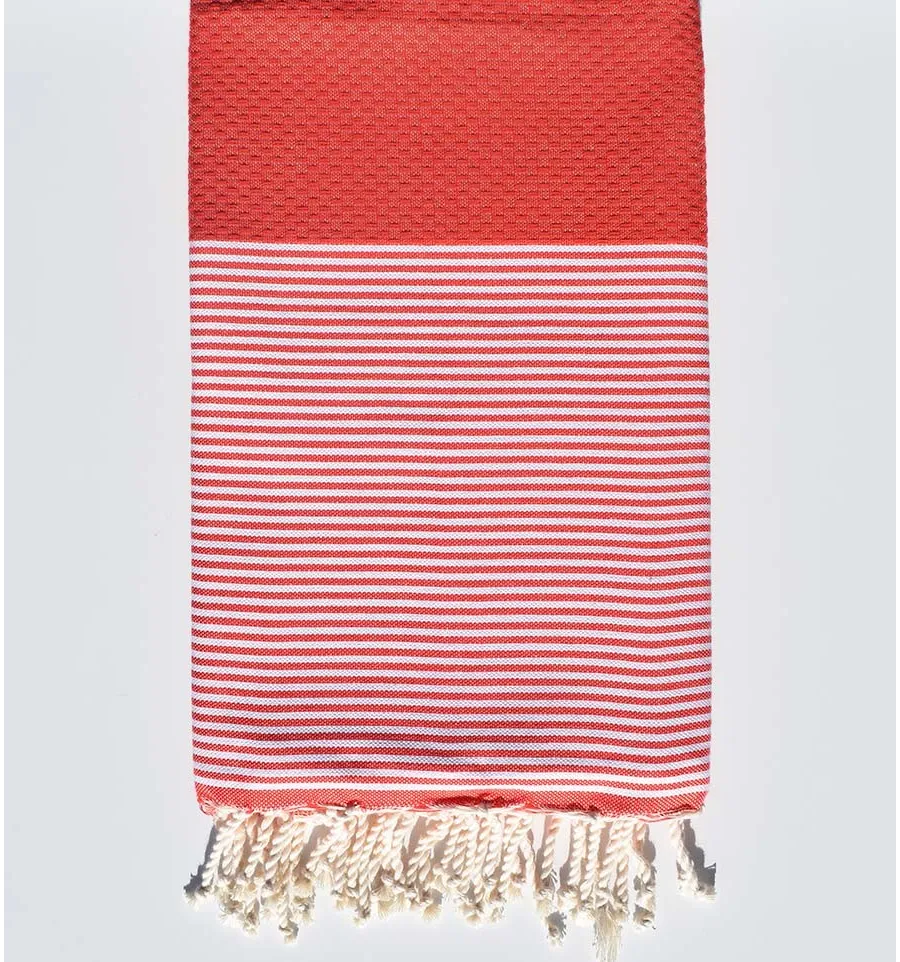 telo mare nido d'ape colore rosso Fouta Tunisia - 1