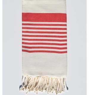 Telo mare arturo color crema e rosso Fouta Tunisia - 1