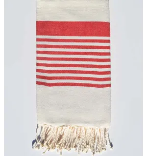 Telo mare arturo color crema e rosso Fouta Tunisia - 1