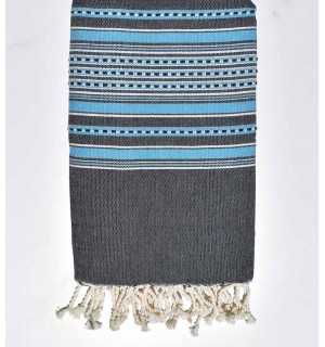 Fouta arabesco blu scuro con strisce blu Fouta Tunisia - 3