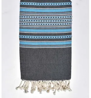 Fouta arabesco blu scuro con strisce blu Fouta Tunisia - 3