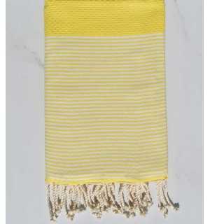 Telo mare nido d'ape giallo pallido Fouta Tunisia - 1