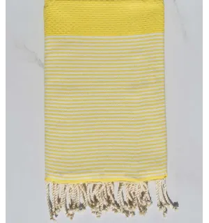 Telo mare nido d'ape giallo pallido Fouta Tunisia - 1