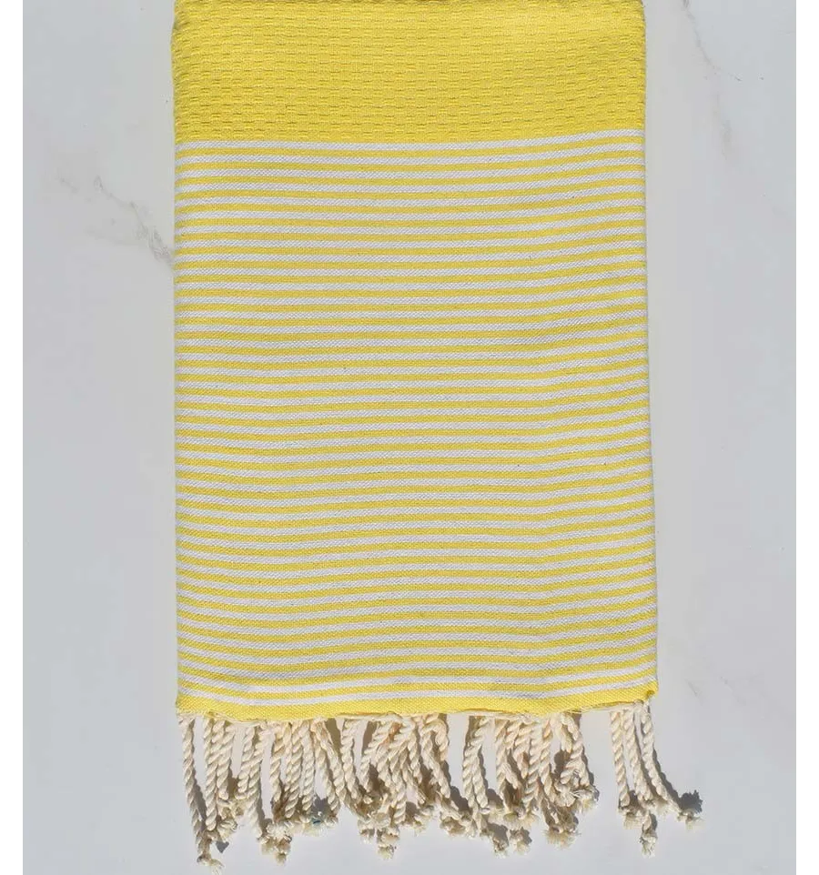 Telo mare nido d'ape giallo pallido Fouta Tunisia - 1