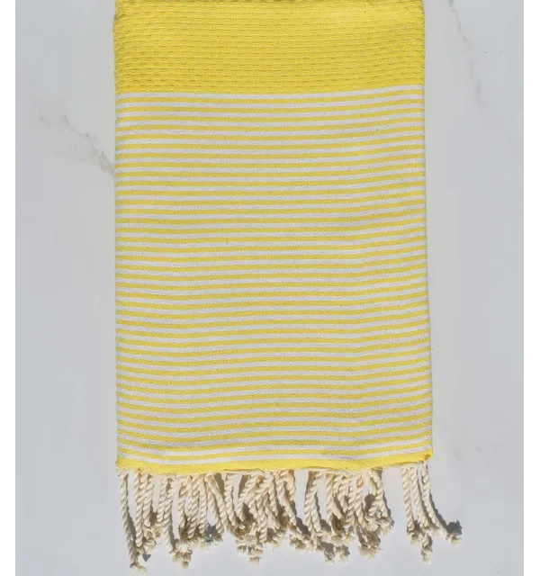 Telo mare nido d'ape giallo pallido Fouta Tunisia - 1