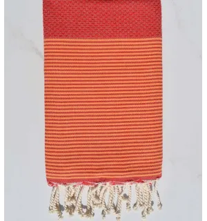 Fouta nido d'ape rosso pompeiano Fouta Tunisia - 1