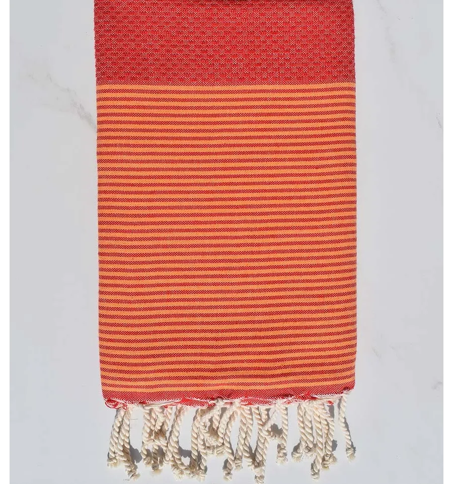 Fouta nido d'ape rosso pompeiano Fouta Tunisia - 1