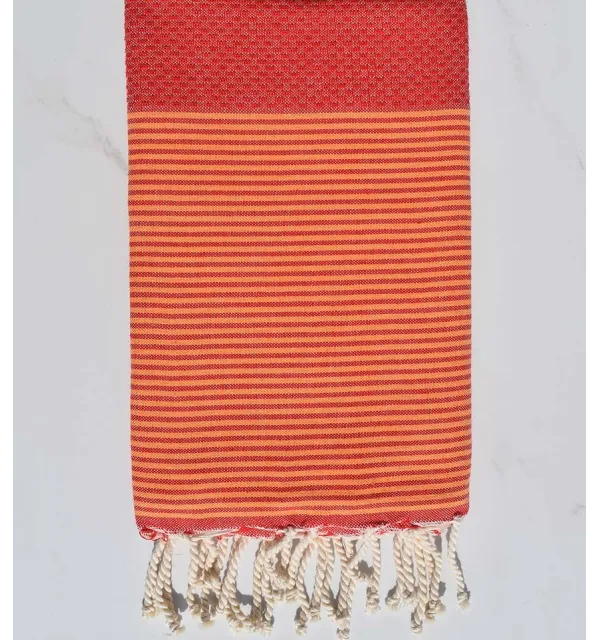 Fouta nido d'ape rosso pompeiano Fouta Tunisia - 1