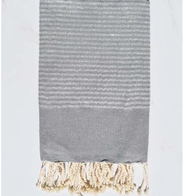 Telo mare grigio acciaio con filo lurex argento Fouta Tunisia - 1