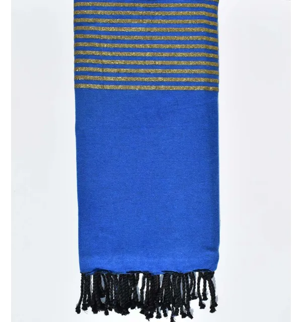 Grande fouta blu scuro con strisce  - 1