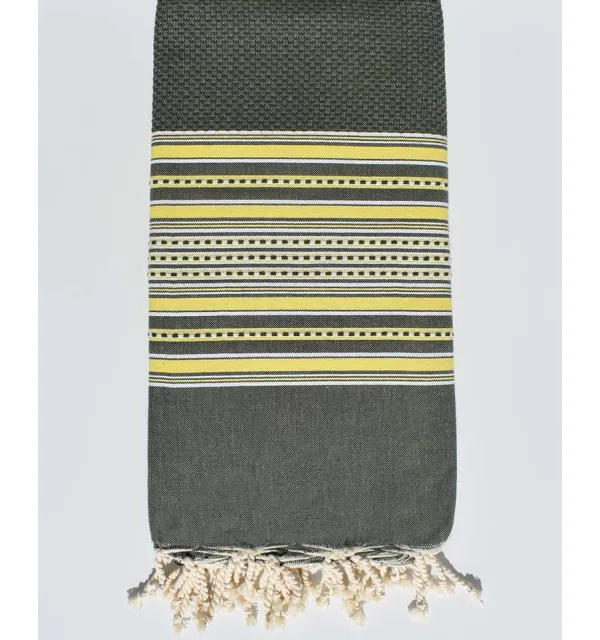 Grande Fouta verde militare con strisce  - 1