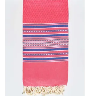 grande fouta rosa con strisce blu Fouta Tunisia - 1