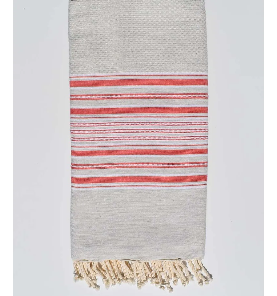 Grande Fouta Arabesca grigio chiaro a strisce Anguria Fouta Tunisia - 1