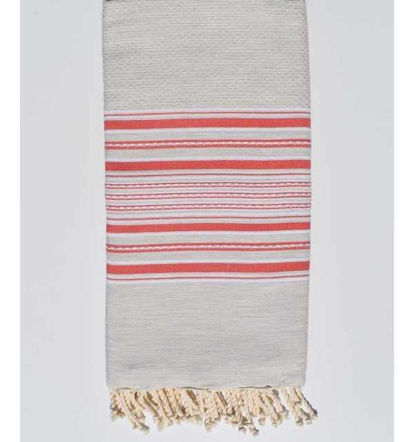 Grande Fouta Arabesca grigio chiaro a strisce Anguria Fouta Tunisia - 1