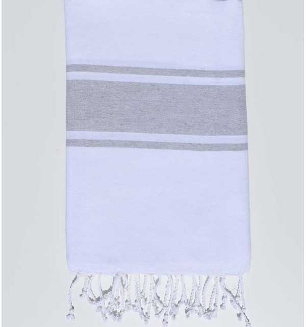 Fouta biancha con strisce grigie Fouta Tunisia - 3