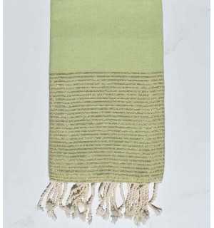 Telo mare piatto verde chiaro con lurex oro Fouta Tunisia - 1