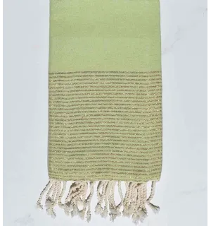 Telo mare piatto verde chiaro con lurex oro Fouta Tunisia - 1