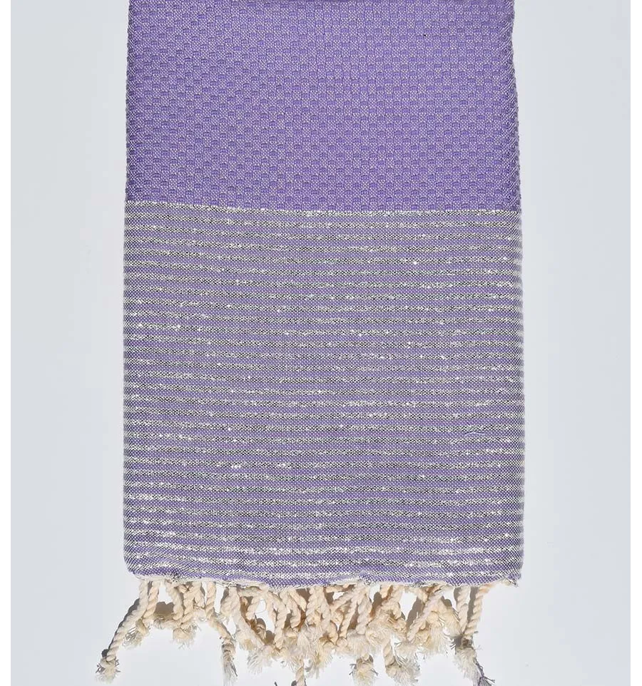 Telo mare nido d'ape color malva con lurex argento Fouta Tunisia - 1