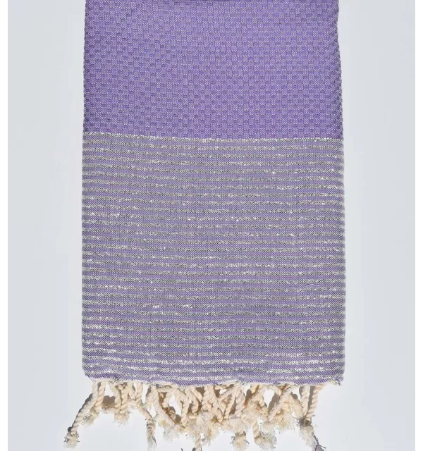 Telo mare nido d'ape color malva con lurex argento Fouta Tunisia - 1