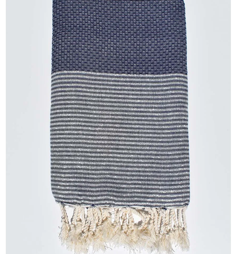 Fouta lurex nido d'ape blu scuro Fouta Tunisia - 1