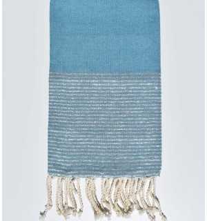 Telo mare piatto Bondi blu con lurex Fouta Tunisia - 1