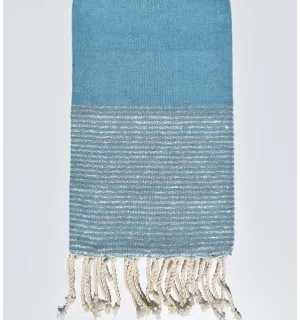 Telo mare piatto Bondi blu con lurex Fouta Tunisia - 1