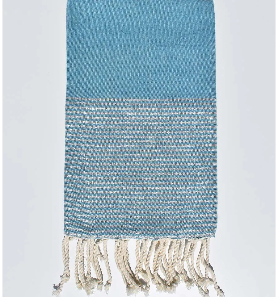 Telo mare piatto Bondi blu con lurex Fouta Tunisia - 1