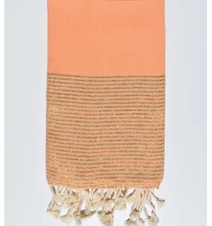 Telo mare piatta color salmone chiaro con lurex Fouta Tunisia - 1