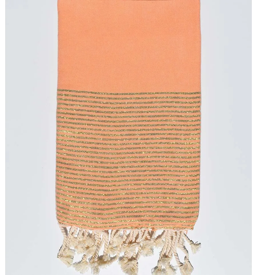 Telo mare piatta color salmone chiaro con lurex Fouta Tunisia - 1