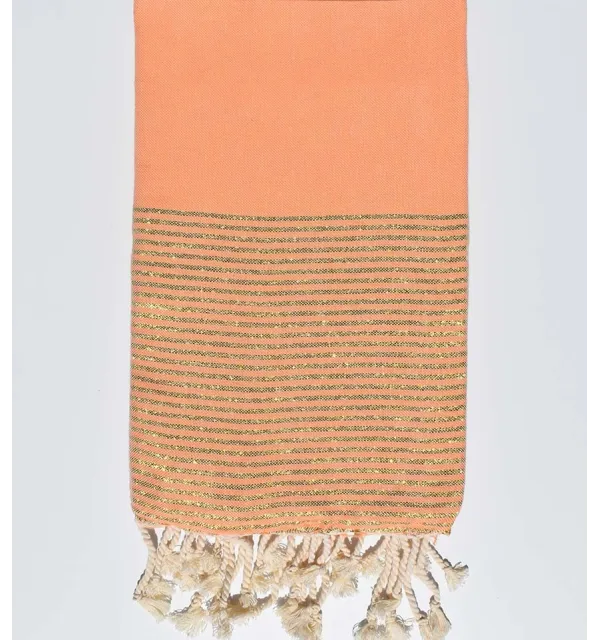 Telo mare piatta color salmone chiaro con lurex Fouta Tunisia - 1