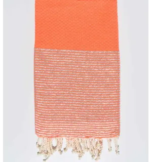 Fouta nido d'ape arancio corallo con lurex Fouta Tunisia - 1